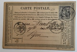 FRANCE - CARTE PRECURSEUR DE MÂCON POUR LYON  Affranchissement Type Sage De Février 1877 - Vorläufer