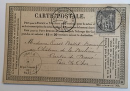 CARTE PRÉCURSEUR DE LYON POUR DROUE Affranchissement Type Sage Mars 1877 - Voorloper Kaarten