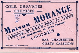 Buvard Maison MORANGE  Fabrique De Gants , Peau Et Tissus   Cols , Cravates , Chemises Limoges 87 - Textile & Clothing