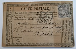 CARTE PRÉCURSEUR DE COMMERCY POUR PARIS BELLEVILLE Affranchissement Type Sage Aout 1876 - Voorloper Kaarten