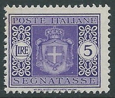 1945 LUOGOTENENZA SEGNATASSE 5 LIRE FILIGRANA RUOTA MNH ** - CZ39 - Taxe