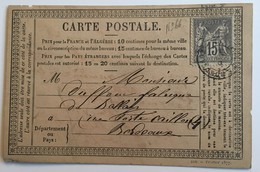 CARTE PRÉCURSEUR POUR FABRIQUE DE BALAIS A BORDEAUX Affranchissement Type Sage Juin 1877 - Precursor Cards