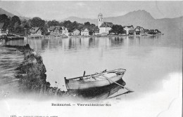 BECKENRIED → Dorfansicht über Den See, Alter Lichtdruck Ca.1900 - Beckenried