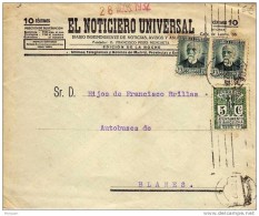 19845. Carta Barcelona 1932. Sello Recargo Exposicion. Noticiero Universal - Barcellona