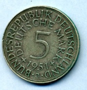 1951 J 5 MARKS SILVER - 5 Marchi