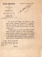 1866 MODENA  - MANTENIMENTO DEI MENTECATTI POVERI - Décrets & Lois