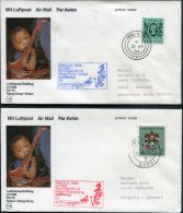 1984 Lufthansa First Flight Postcards(2) Hong Kong / Dubai - Brieven En Documenten