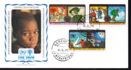 CENTRAFRIQUE   FDC  1979  Enfants Unicef Dessin Ski Satellite Fusée Espace Tableaux - Afrika