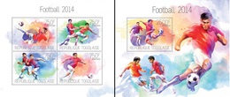 Togo 2014, Sport, Football 2014, 4val In BF +BF - Unused Stamps