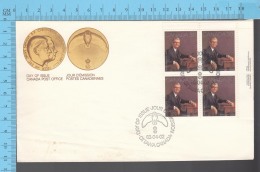 Canada - 1982 Top Right Block Scott #914, Jules Leger, Gouverneur Général Du Canada- FDC PPJ , Fancy Cancelation - 1981-1990