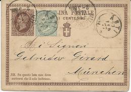 ENTIER POSTAL 1877 AVEC AFFRANCHISSEMENT COMPLEMENTAIRE POUR L'ALLEMAGNE - Stamped Stationery