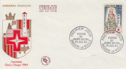 Enveloppe  FDC  1er  Jour  ANDORRE   CROIX  ROUGE   Vierge  De  SAINTE  COLOMA   1964 - FDC