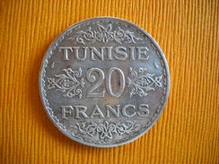 Tunisie . 20 Francs Argent . 2 Photos . - Túnez