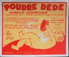 ETIQUETTE ANCIENNE De POUDRE DEDE Minérale Antiseptique - Pharmacie Llinas-Galabrun St-Chély-D'Apcher - Parf. Etat - - Etiquettes