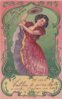 DANCING WOMAN_EMBOSSED POSTCARD_1902_RARE - Donne