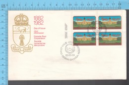 Canada - 1982 Top Left Block Scott #967, Regina Centery, Legislature Building - FDC PPJ , Fancy Cancelation - 1981-1990