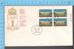 Canada - 1982 Top Right Block Scott #967, Regina Centery, Legislature Building - FDC PPJ , Fancy Cancelation - 1981-1990