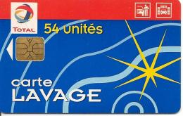 CARTE§-PUCE-SA1--LAVAGE-TOTAL-54-UNITES-R° Bandeau Haut  ROUGE-TBE - Autowäsche