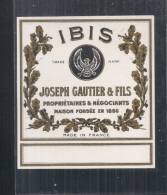 étiquette -  Années  1930/1950* - étiquette Générique Gautier IBIS -  COGNAC - Red Wines