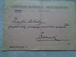 D141866  Hungary   SZOLNOK  Small  Print -Invitation Katolikus Népszövetség -Árvízkárosultak  -Hochwasser Inondtation - Lettres & Documents
