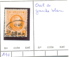 1922 BELGIQUE COB N° 190 ( O ) Oeil Gauche Blanc - Ohne Zuordnung