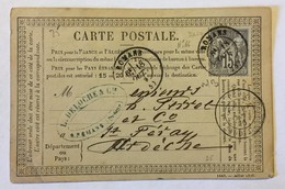 CARTE PRÉCURSEUR Avec CACHET L. DELOCHE & CIE Affranchissement Type Sage Octobre 1876 - Vorläufer