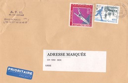 Lettre Prioritaire Voyagée De Monte Carlo Pour La Suisse Le 18/12/1998 Tp De Monaco Jeux Olympiques De Mexico Anneaux, S - Storia Postale