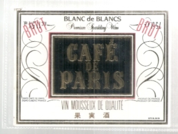 étiquette  - 1960/90* - Café De Paris étiquette Export Asie - White Wines