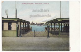 WINDSOR ONTARIO CANADA ~ FERRY LANDING AND STEAMBOAT ~ C1900s-1920s Old Vintage Postcard [6127] - Windsor