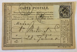 CARTE PRÉCURSEUR De PARIS Pour AGEN Avec CACHET SELCKINGHAUS & CIE 1877 - Precursor Cards