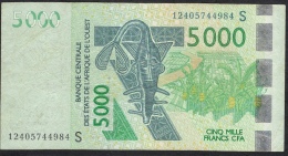 WAS GUINEA BISSAU LETTER S P917Sj 5000FRANCS 2003 DATED  (20)12 2012 FINE Folds NO P.h. - Guinee-Bissau