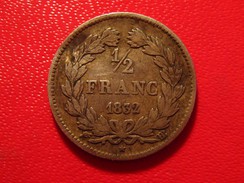 France - 1/2 Franc 1832 BB Strasbourg Louis Philippe - Légèrement Tordue 9929 - G. 50 Centimes
