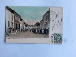 Carte Postale Ancienne : SAINT-OUEN (Somme) : Rue Principale Du Pont à La Poste, Groupe De Personnes, Timbre 1907 - Saint Ouen