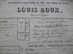 Roulage Diligence TL.Roux Chinon 21/05/1863 Pour Paris Filigrané Timbre Fiscal Impérial - Transports