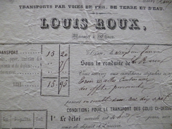 Roulage Diligence TL.Roux Chinon 21/05/1863 Pour Paris Filigrané Timbre Fiscal Impérial - Transport