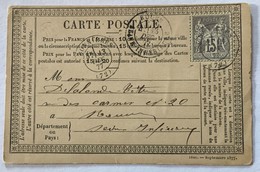 CARTE PRÉCURSEUR Pour ROUEN Affranchissement Type Sage 1877 - Vorläufer