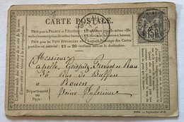 CARTE PRÉCURSEUR De MOULINS Pour ROUEN Affranchissement Type Sage 1877 - Vorläufer