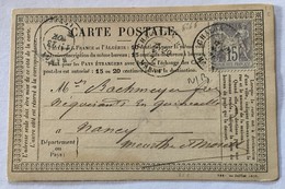 CARTE PRÉCURSEUR De CHALONS Pour NANCY Affranchissement Type Sage 1876 - Vorläufer