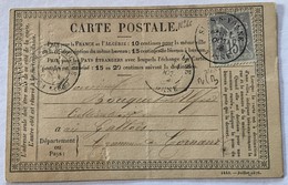 CARTE PRÉCURSEUR Avec EMPREINTE SÈCHE D.PELLETIER GREFFIER DE PAIX Affranchissement Type Sage 1876 - Vorläufer