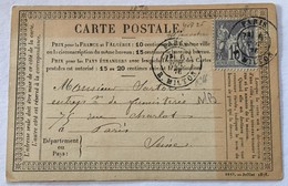 CARTE PRÉCURSEUR PARIS CACHET BUREAU DE QUARTIER RUE MILTON Affranchissement Type Sage 1876 - Cartoline Precursori