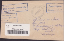 2001-H-9 CUBA 2001 POST PAID. PORTE PAGADO. FRANQUICIA DE MULTAS. SANTA CLARA. - Covers & Documents