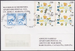 2007-H-6 CUBA 2007 REGISTERED COVER USED 2008. MULTISABER CARTOON. - Covers & Documents