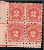 UnitedStates1931:POST DUES  Mnh** Plate Block Of 4 - Strafport