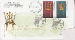 KOREA : GOLDEN CROWNS On 2 FDCs Circulated To ROMANIA - Registered Shipping! Envoi Enregistre ! - Corée (...-1945)