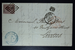 Belgium Letter OPB Nr 19b  3 Mi Nr 16, Cancel Nr 12 Antwerp To London   Boxed PD In Black London In Red - Puntstempels