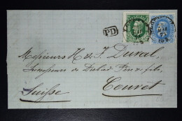 Belgium Letter OPB Nr 30 + 31B Preussian Blue (cat Value 750 Euro) Leuven Louvain To Couvet Ambolant AMBiEst Single Ring - Bahnpoststempel