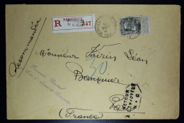 Belgium Registered Letter  OPB Nr 78a Dark Grey  Pal. De Justice Bruxelles To Paris And Returned Incomplet Address 1908 - 1905 Thick Beard