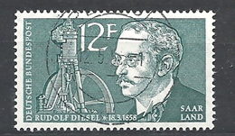 SARRLAND  1958 The 100th Anniversary Of The Death Of Rudolf Diesel, 1858-1913    USED - Used Stamps