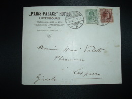 LETTRE TP 50c + TP 25c OBL.31 10 27 LUXEMBOURG GARE + PARIS PALACE HOTEL - Briefe U. Dokumente