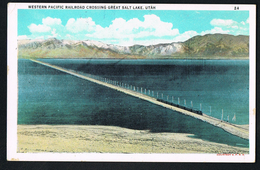 UTAH- SALT LAKE CITY- Western Pacific Railroad Crossing Great   -Scans Front And Back- Paypal Free - Salt Lake City